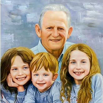 Hand-painted family portrait from a photo