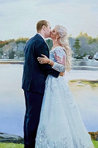 Hand-painted couple portrait from a photo