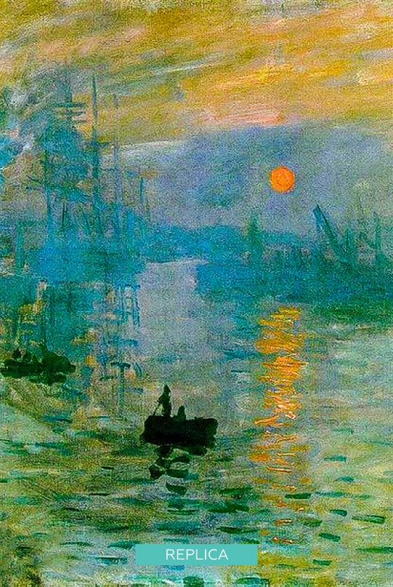 Impression, Sunrise reproduction painting displayed on a wall