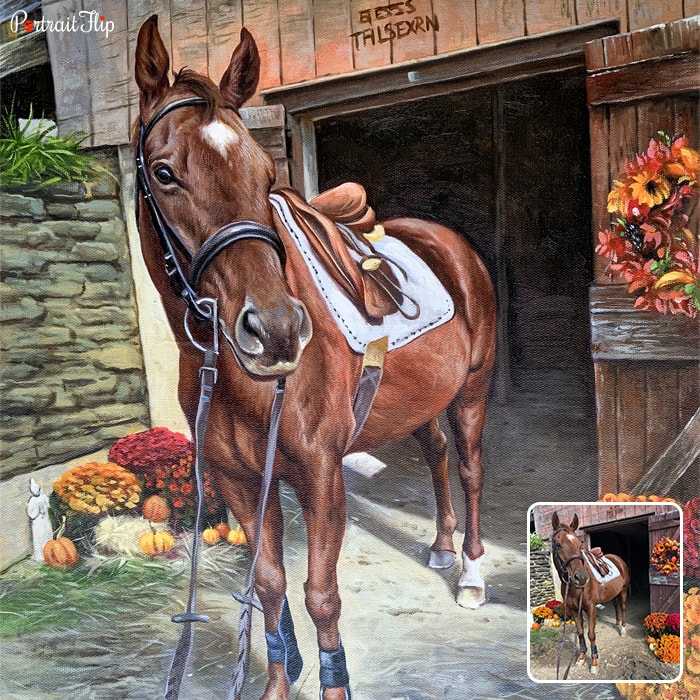 Horse portrait painted from photo