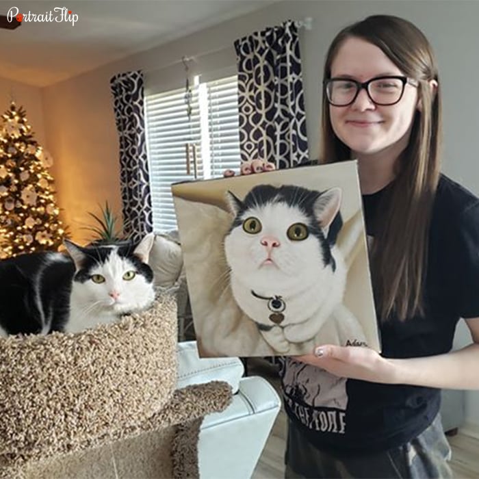 Happy customer with her custom pet portrait