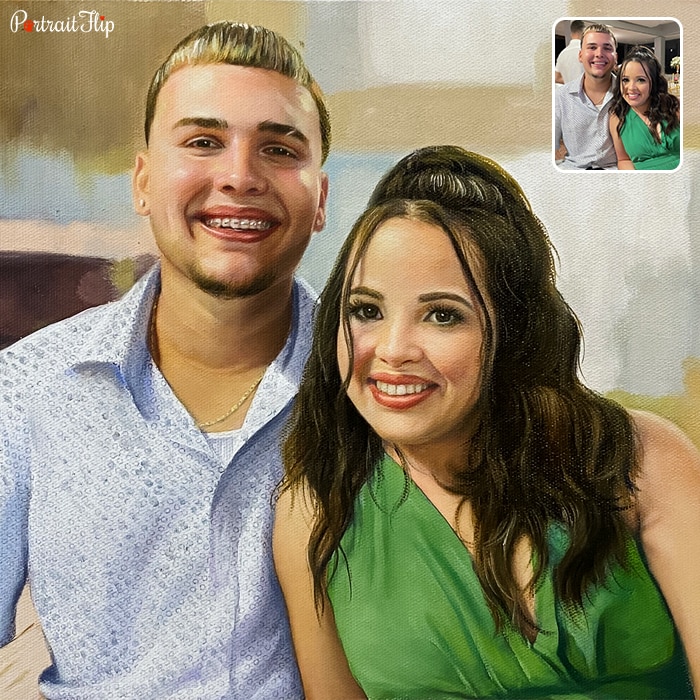 Anniversary portraits of a couple where a man is sitting next to a woman