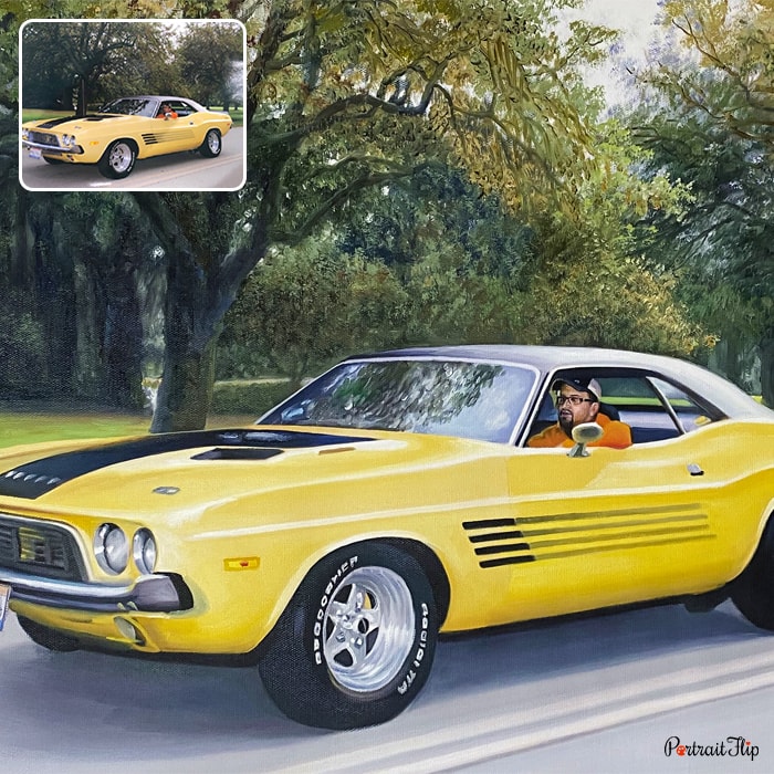 Custom car portrait painting