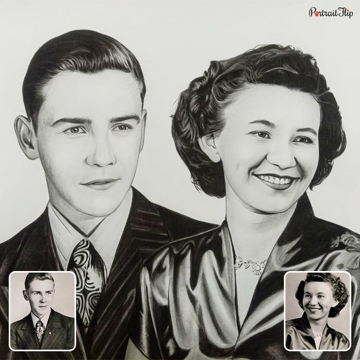 Picture of a man and a woman placed next to each other