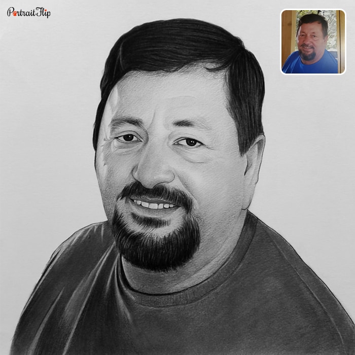 Charcoal drawings of a man’s close-up face