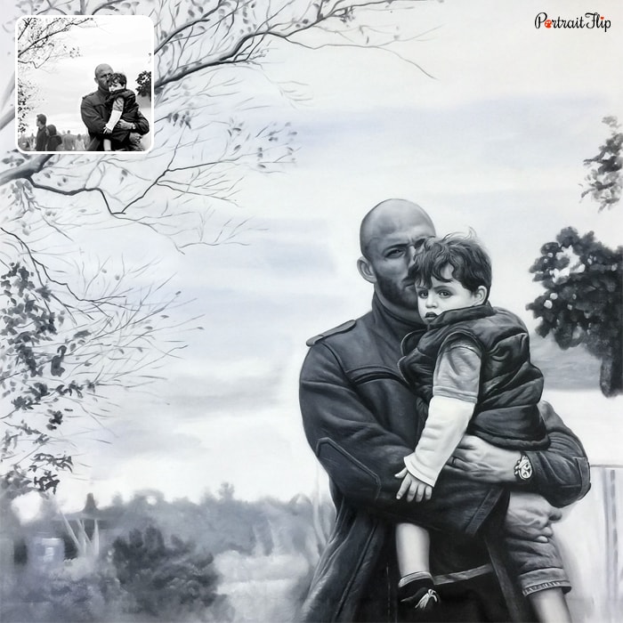 Child portraits of a man holding a baby boy
