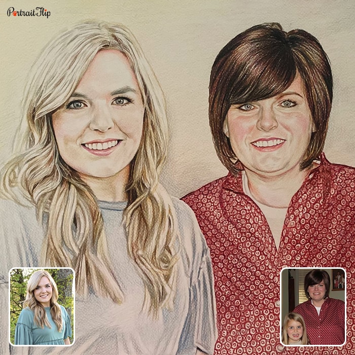 Christmas portraits where two women are placed next to each other