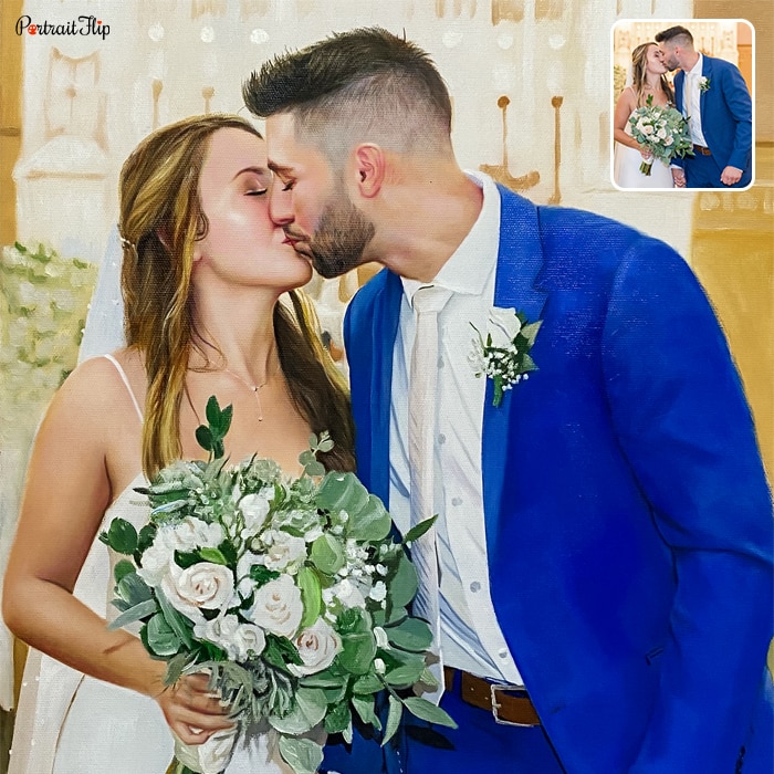 Couple oil portrait painting
