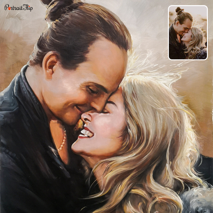 Couple acrylic portrait painting