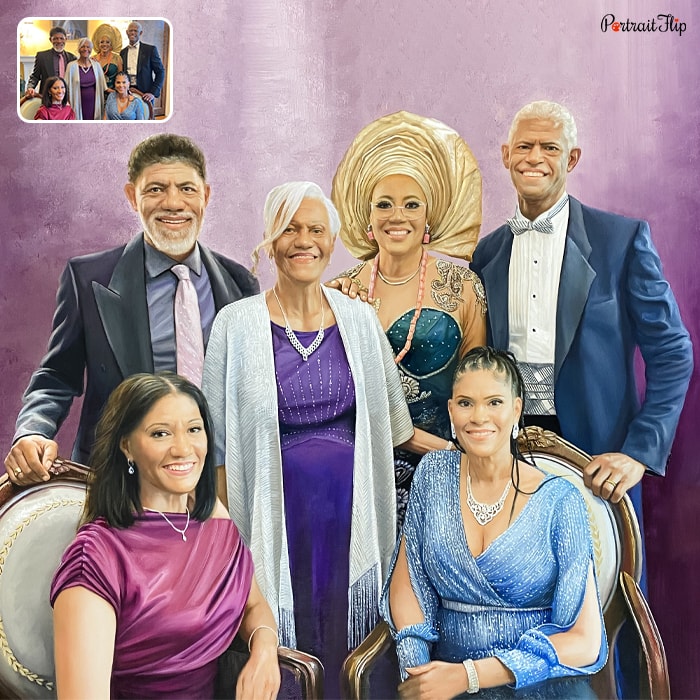 Family acrylic portrait painting