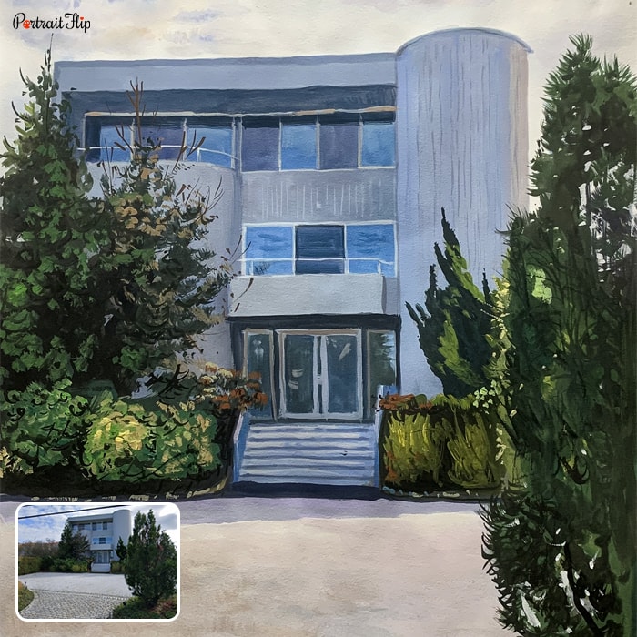 Picture of a house surrounded by trees