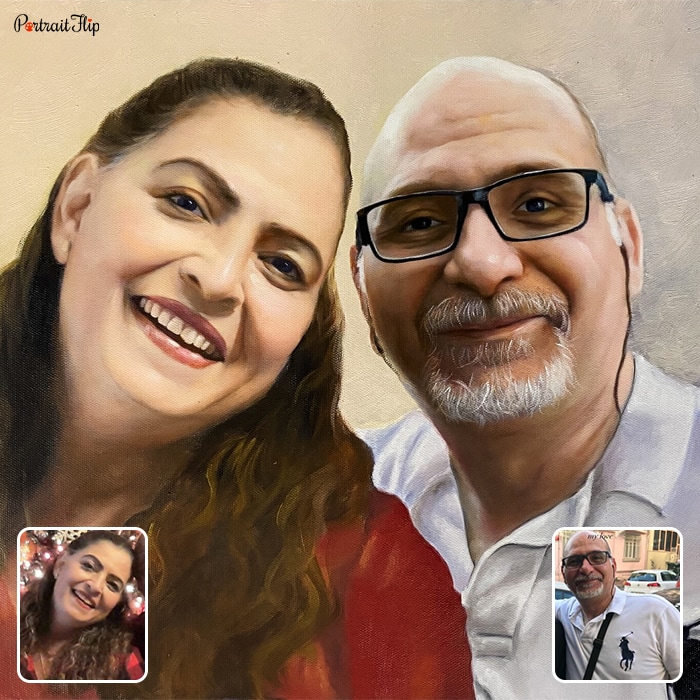Compilation picture of an old man and a woman placed next to each other is converted into memorial portraits