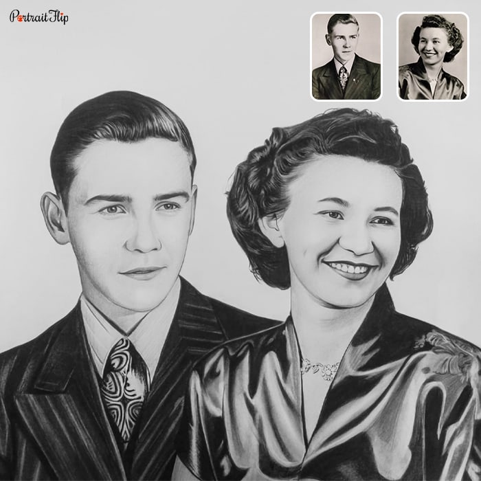 Pencil merged portrait