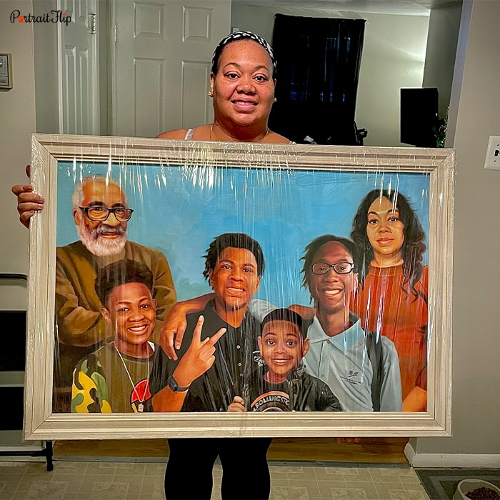 Happy customer with their merged portrait