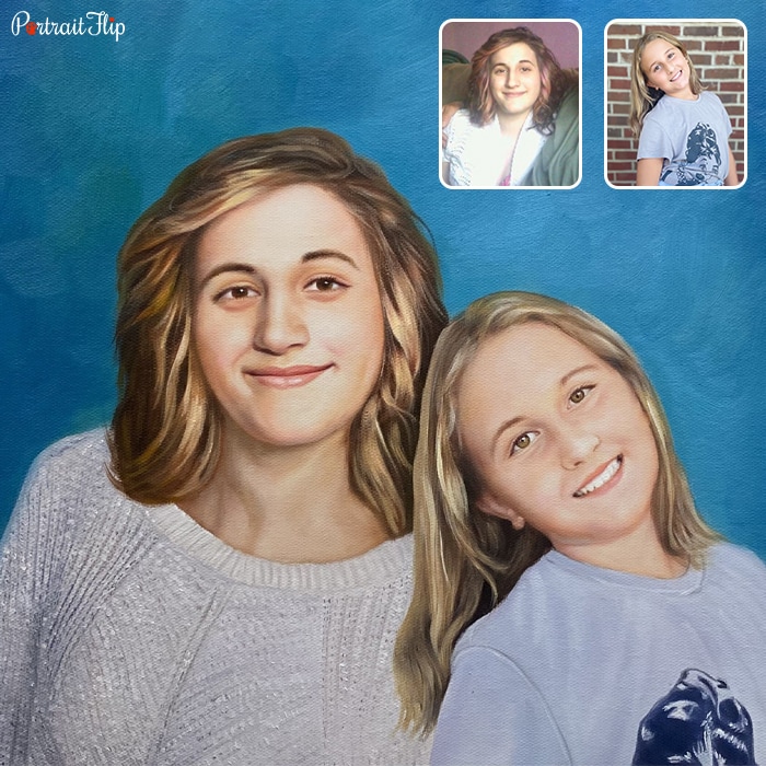 Compilation picture of Mother’s day paintings where a young and a teenage girl are placed next to each other