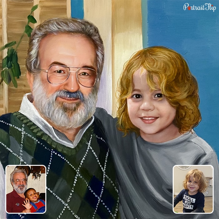 Oil painting of parents and children