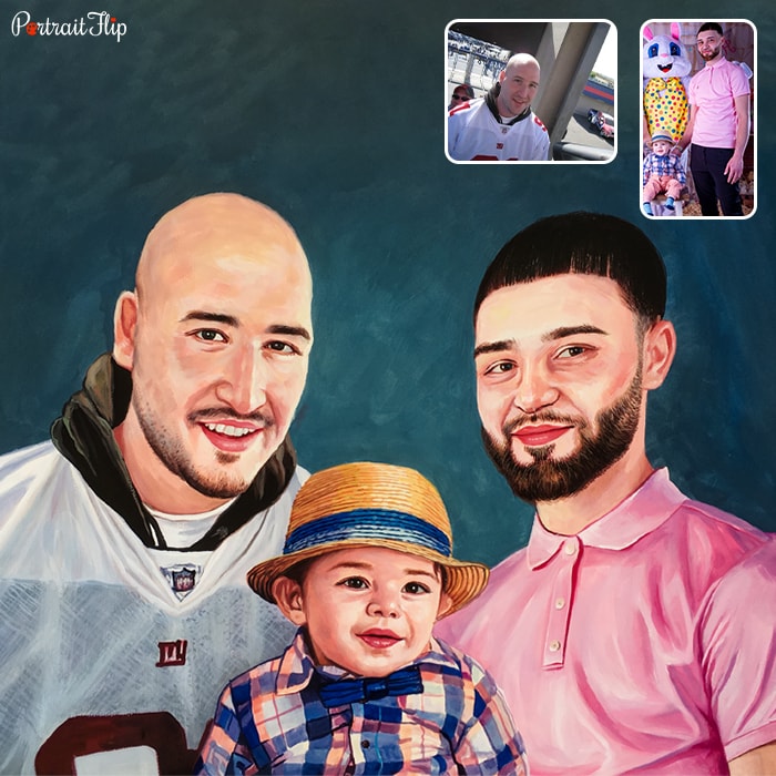 Watercolor painting of parents and children