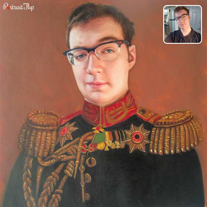Custom royal portrait of a man in an officer's general outfit