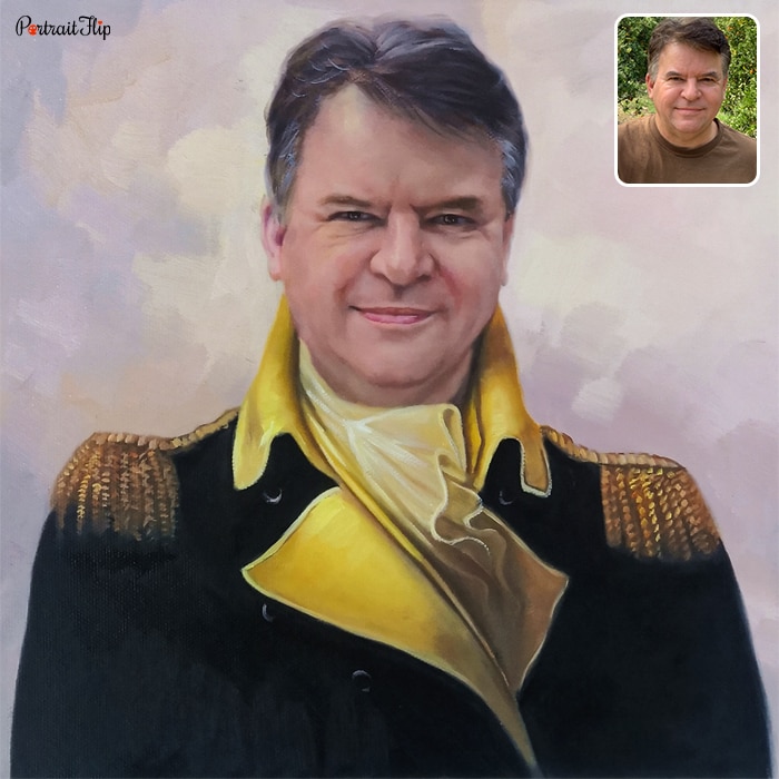 Picture of an old man wearing a royal outfit