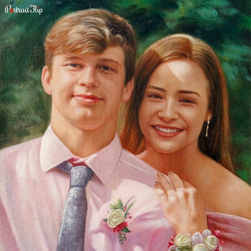Hand-painted acrylic portrait of a couple
