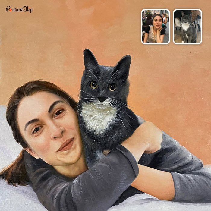 lady and cat painting