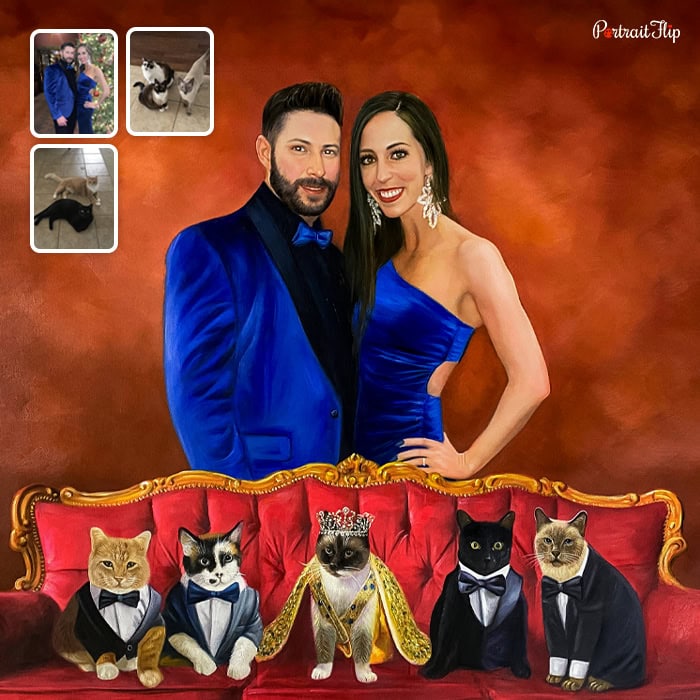 royal couple and pet artwork