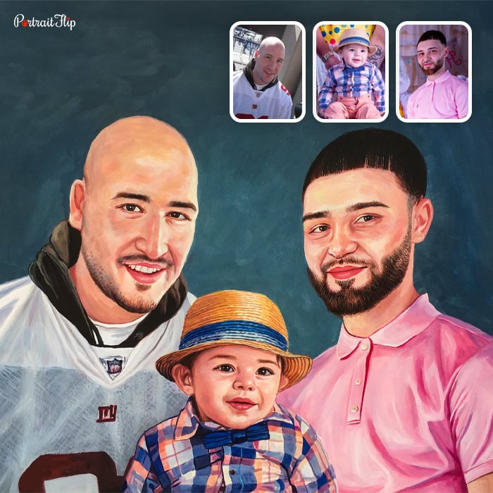 brothers with kid watercolor painting