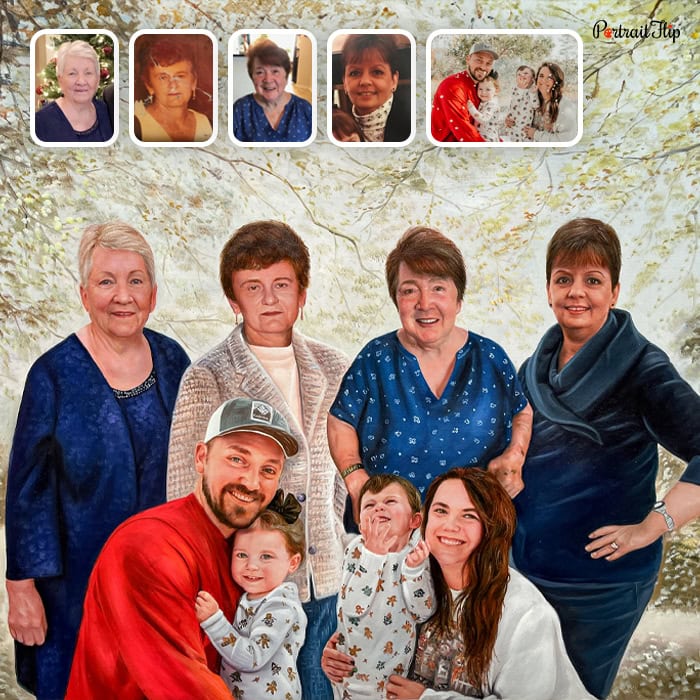 combined family oil artwork