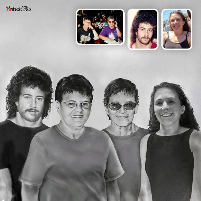 compilation family charcoal drawing