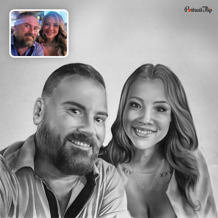 couple charcoal artwork