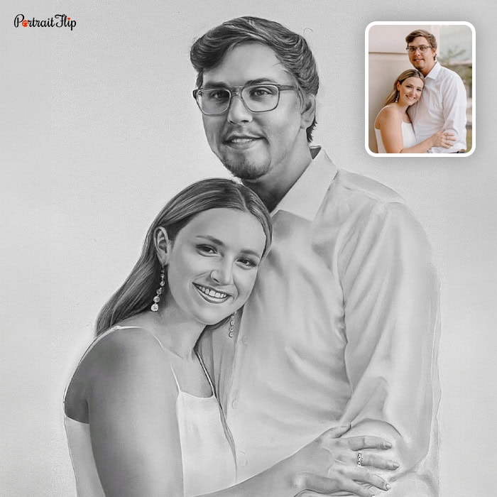 couple pencil portrait painting
