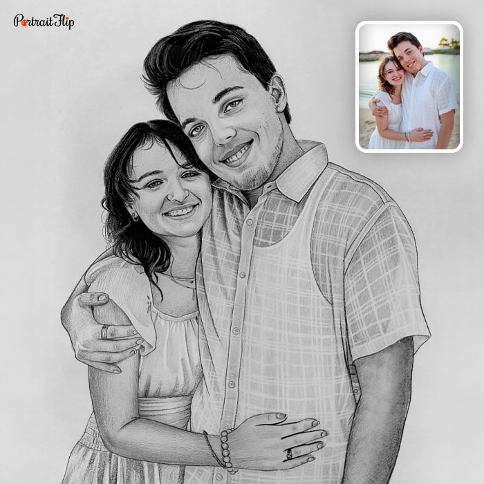 couple pencil portrait