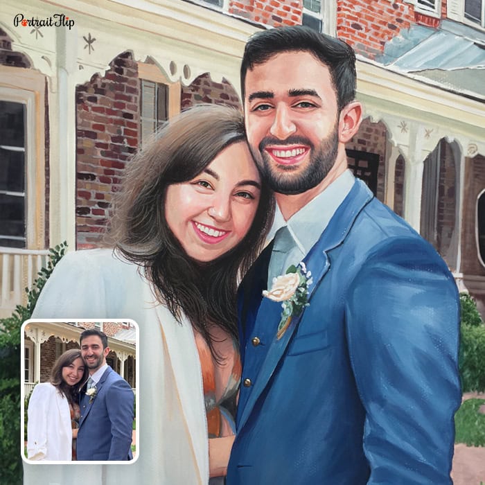 couple watercolor portrait painting