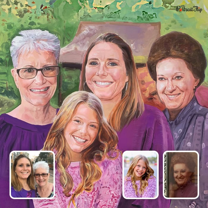 family merged pastel portrait