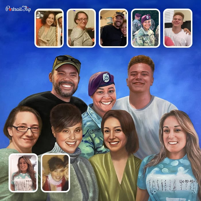 family merged acrylic portrait