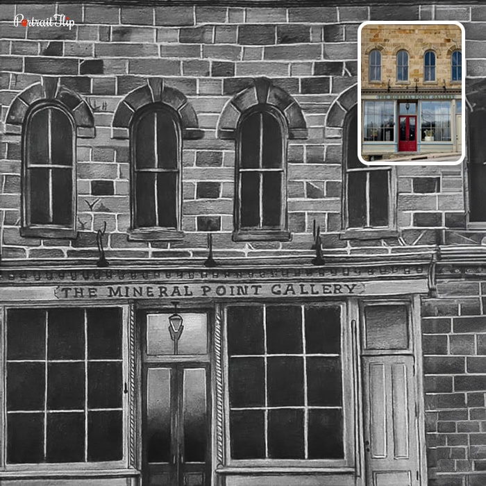 house charcoal artwork