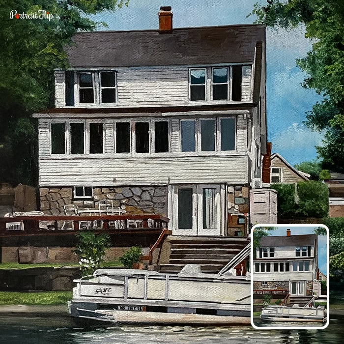 house oil portrait painting