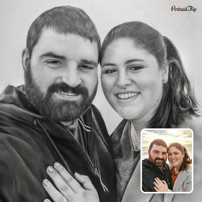 loving couple charcoal drawing