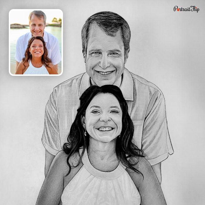 old couple pencil artwork
