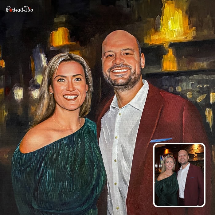 smiling couple acrylic artwork