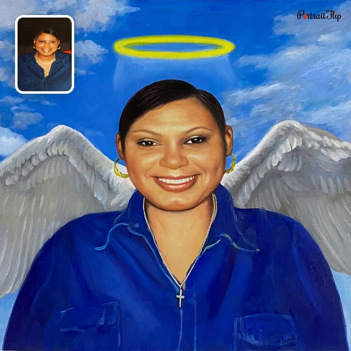 Custom painting of a woman with angel wings