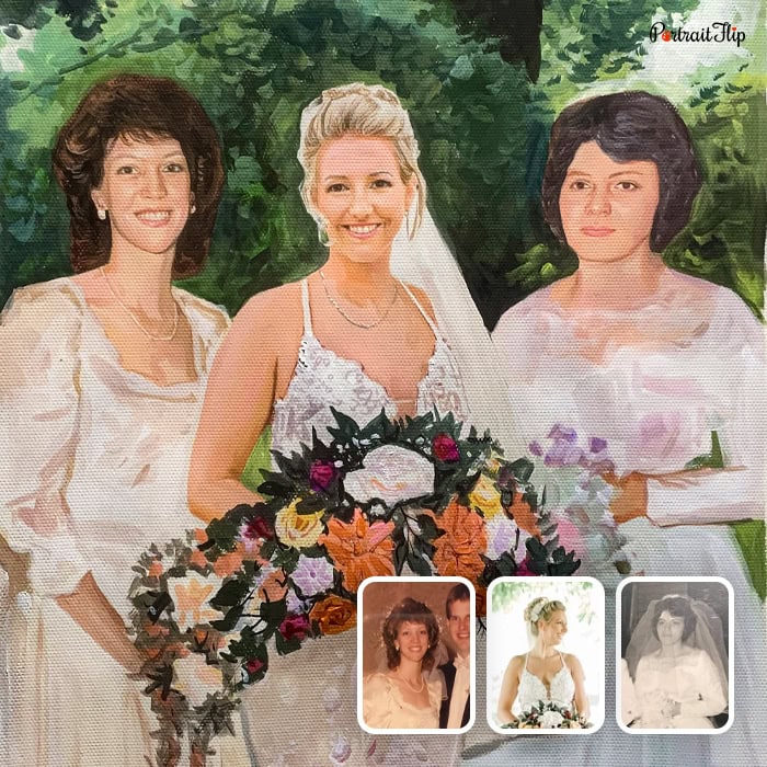 women at wedding compilation watercolor painting