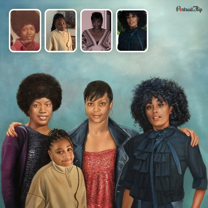women with kid oil painting