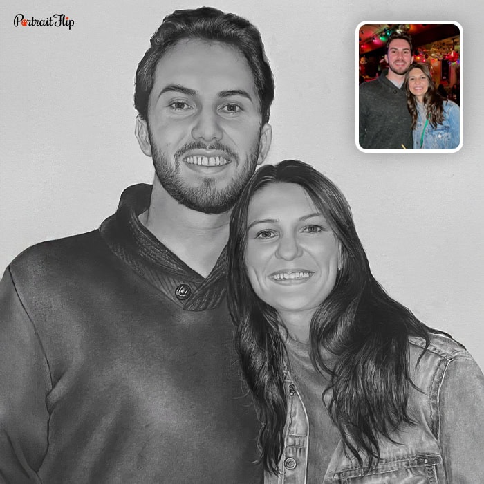 young couple charcoal drawing