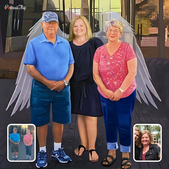 Custom angel painting of a young woman with wings