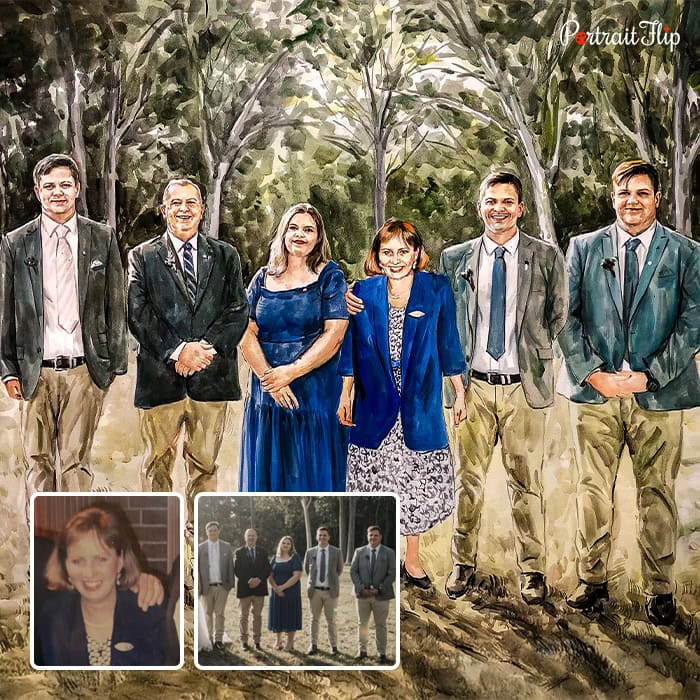big family watercolor painting