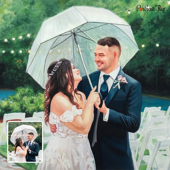 couple wedding watercolor painting
