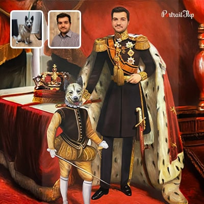 dog and human royal oil painting