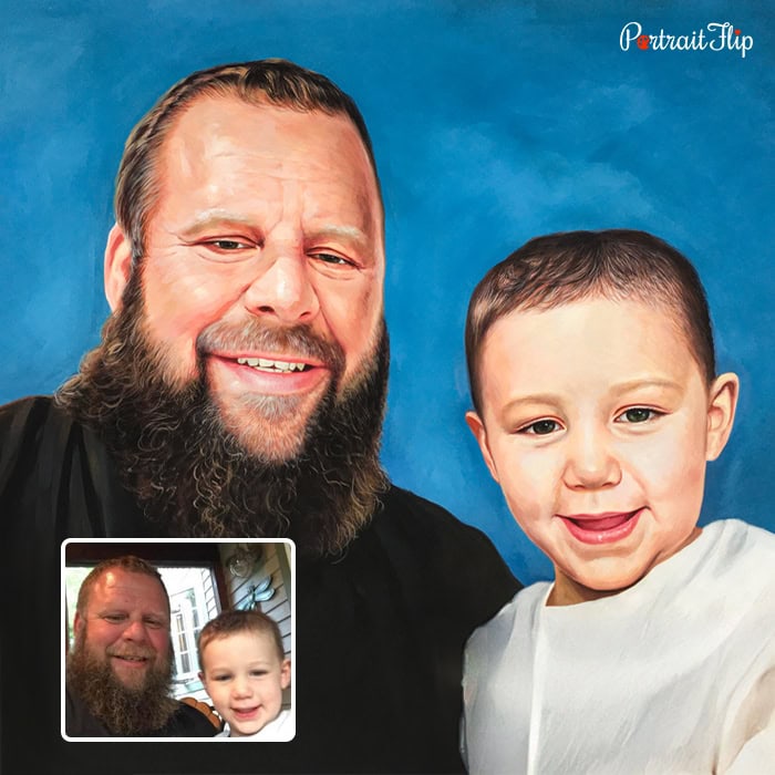 father and son pastel portrait