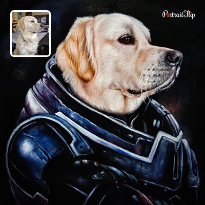 labrador in spacesuit
